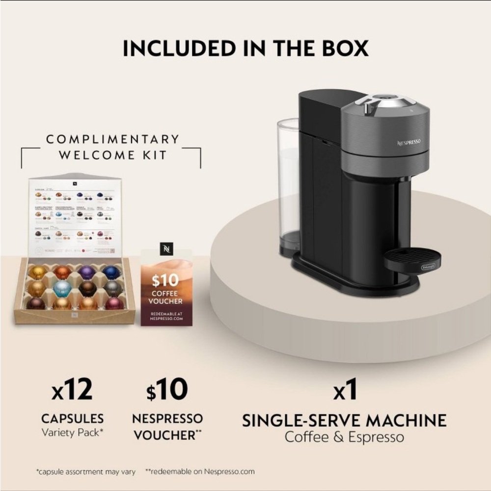 Nespresso Vertuo Next Coffee & Espresso Maker by De’Longhi Black NEW In Box - Picture 5 of 10